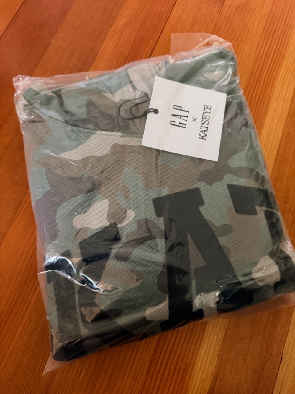 GAPXKATSEYE by DANIELA Green and Brown Camo Hoodie with Leopard Inner Hood SMALL